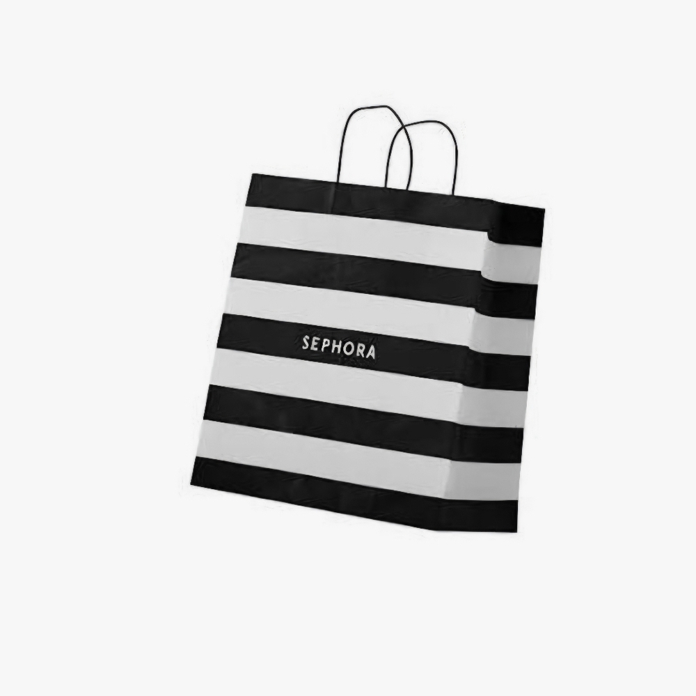 Sephora Black and White Striped Shopping Bags & Box. 12 Bags & 1 Box Included